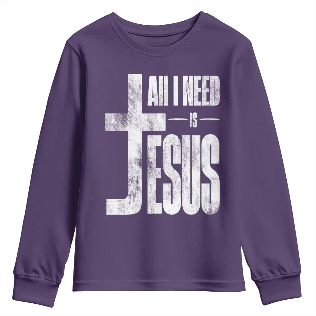 All I Need Is Jesus Youth Sweatshirt Christian Believer Faith God Religious - Wonder Print Shop