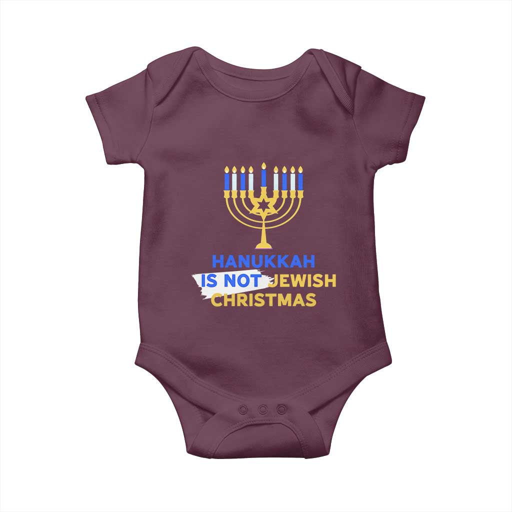 Funny Hanukkah Is Not Jewish Christmas Baby Onesie Chanukah Menorah - Wonder Print Shop