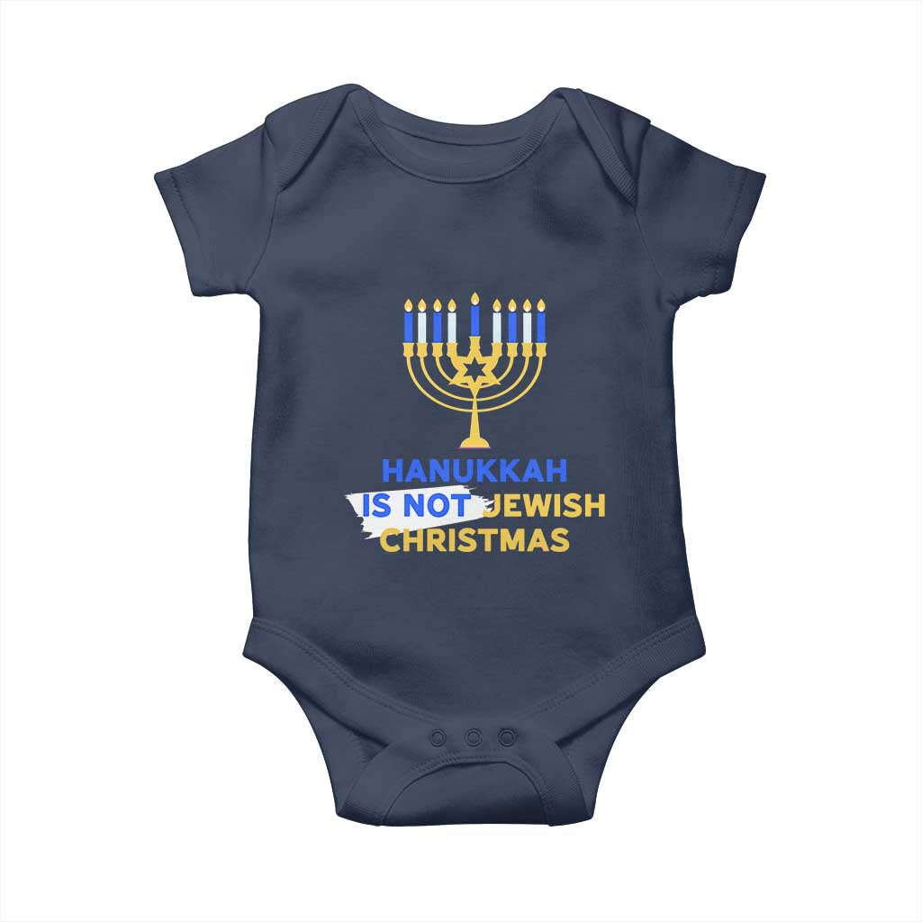 Funny Hanukkah Is Not Jewish Christmas Baby Onesie Chanukah Menorah - Wonder Print Shop