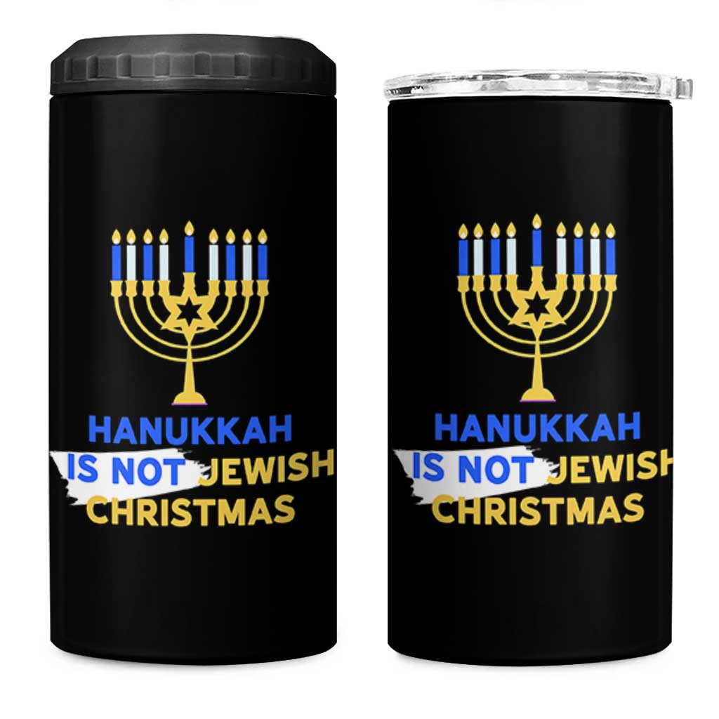 Funny Hanukkah Is Not Jewish Christmas 4 in 1 Can Cooler Tumbler Chanukah Menorah - Wonder Print Shop