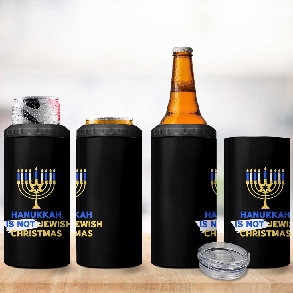 Funny Hanukkah Is Not Jewish Christmas 4 in 1 Can Cooler Tumbler Chanukah Menorah - Wonder Print Shop