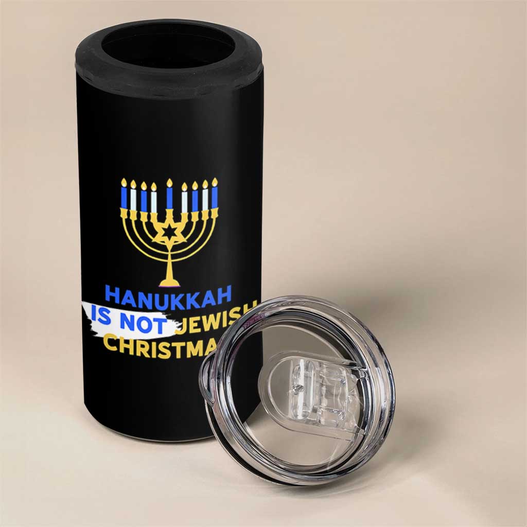 Funny Hanukkah Is Not Jewish Christmas 4 in 1 Can Cooler Tumbler Chanukah Menorah - Wonder Print Shop