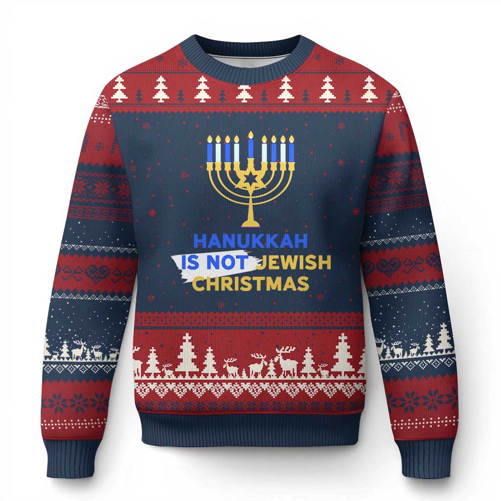 Funny Hanukkah Is Not Jewish Xmas Ugly Christmas Sweater Chanukah Menorah - Wonder Print Shop