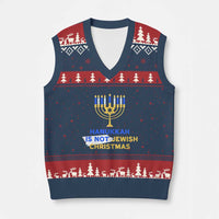 Funny Hanukkah Is Not Jewish Xmas V-Neck Knit Sweater Vest Chanukah Menorah - Wonder Print Shop