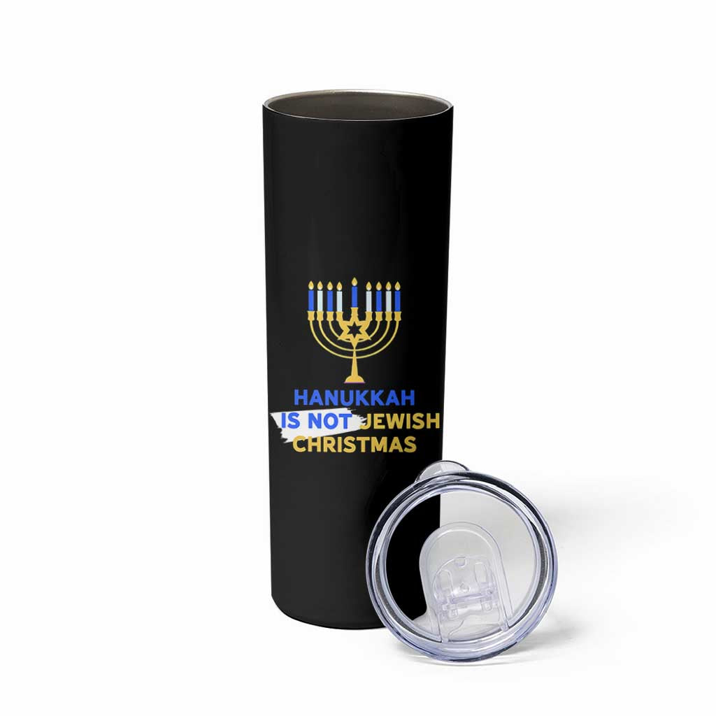 Funny Hanukkah Is Not Jewish Christmas Skinny Tumbler Chanukah Menorah - Wonder Print Shop