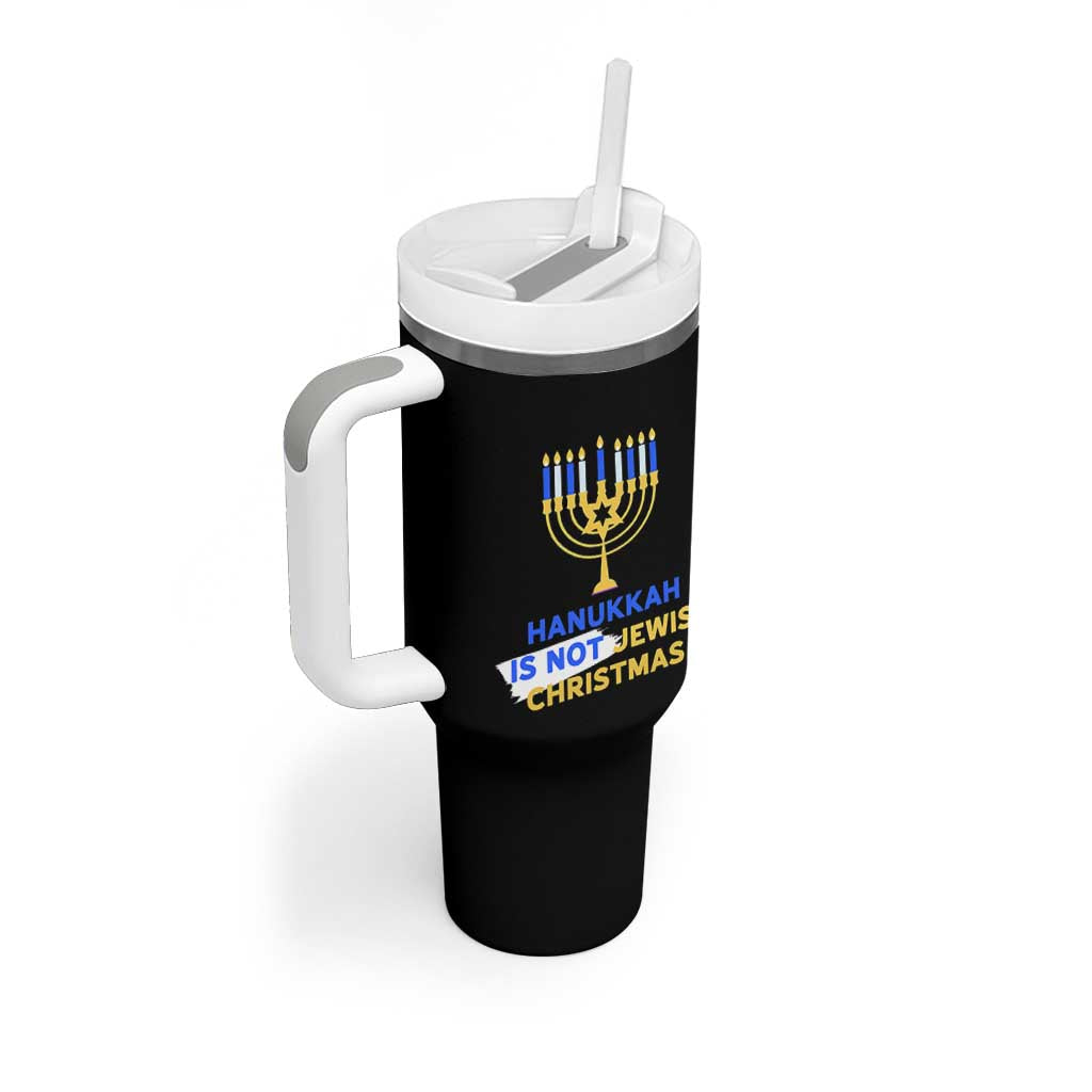Funny Hanukkah Is Not Jewish Christmas Tumbler With Handle Chanukah Menorah - Wonder Print Shop