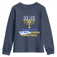 Funny Hanukkah Is Not Jewish Christmas Youth Sweatshirt Chanukah Menorah - Wonder Print Shop
