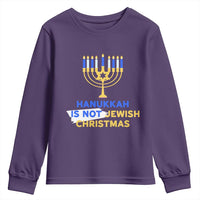 Funny Hanukkah Is Not Jewish Christmas Youth Sweatshirt Chanukah Menorah - Wonder Print Shop