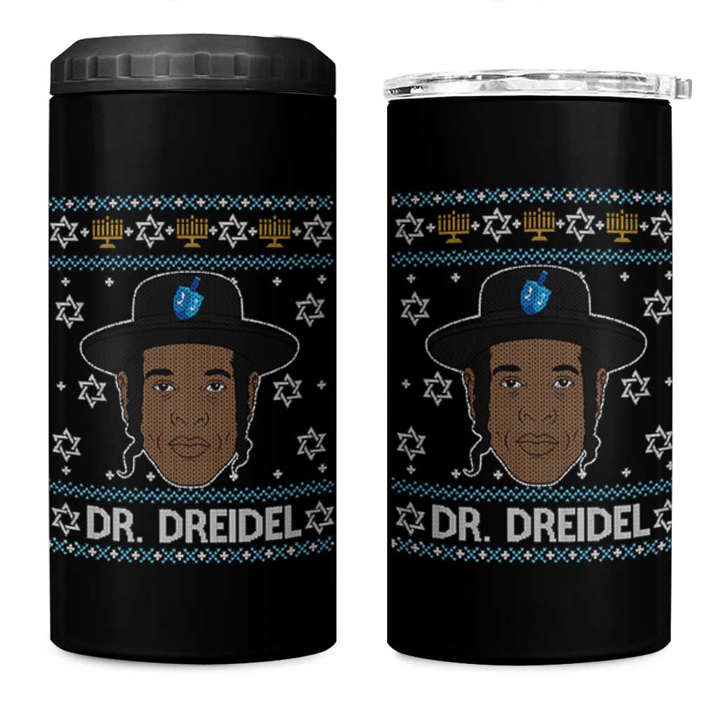 Funny Hanukkah Dreidel 4 in 1 Can Cooler Tumbler Dr Dreidel Chanukah Rapper DJ - Wonder Print Shop