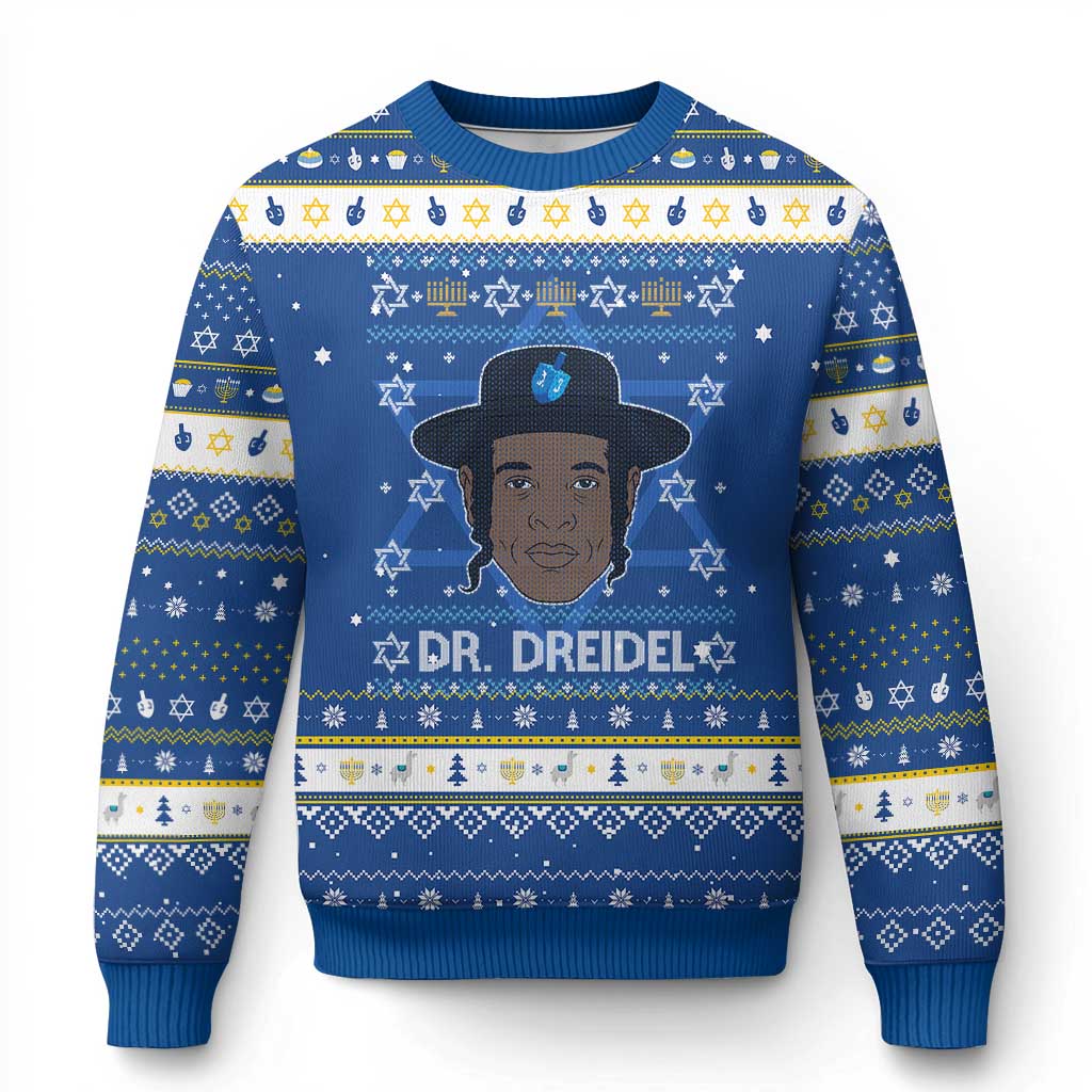 Funny Chanukah Dreidel Hanukkah Ugly Sweater Dr Dreidel Rapper DJ - Wonder Print Shop
