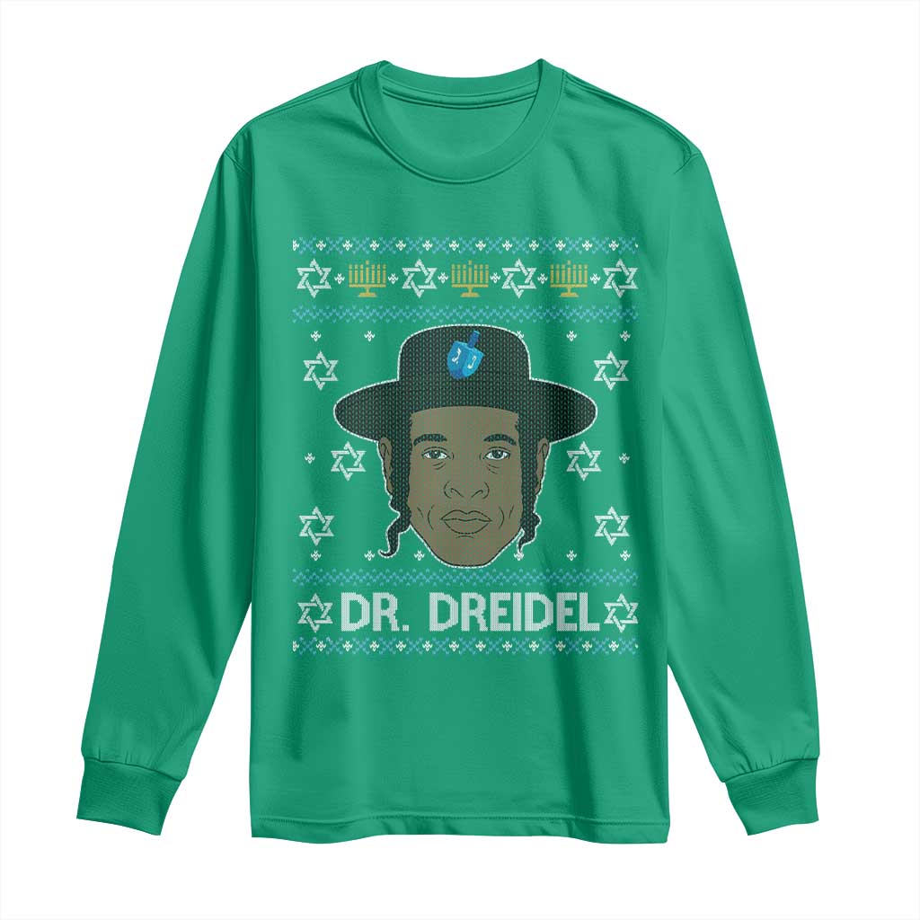 Funny Hanukkah Dreidel Long Sleeve Shirt Dr Dreidel Chanukah Rapper DJ - Wonder Print Shop