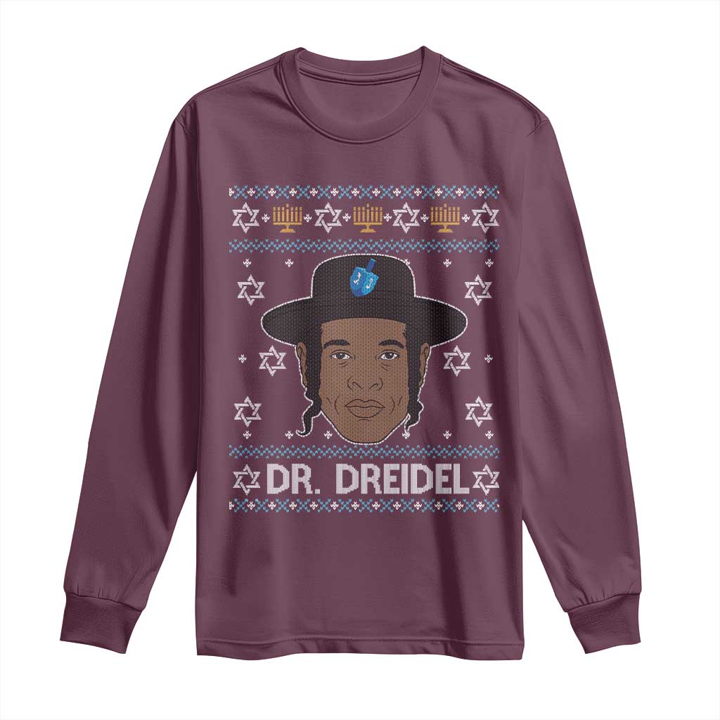 Funny Hanukkah Dreidel Long Sleeve Shirt Dr Dreidel Chanukah Rapper DJ - Wonder Print Shop
