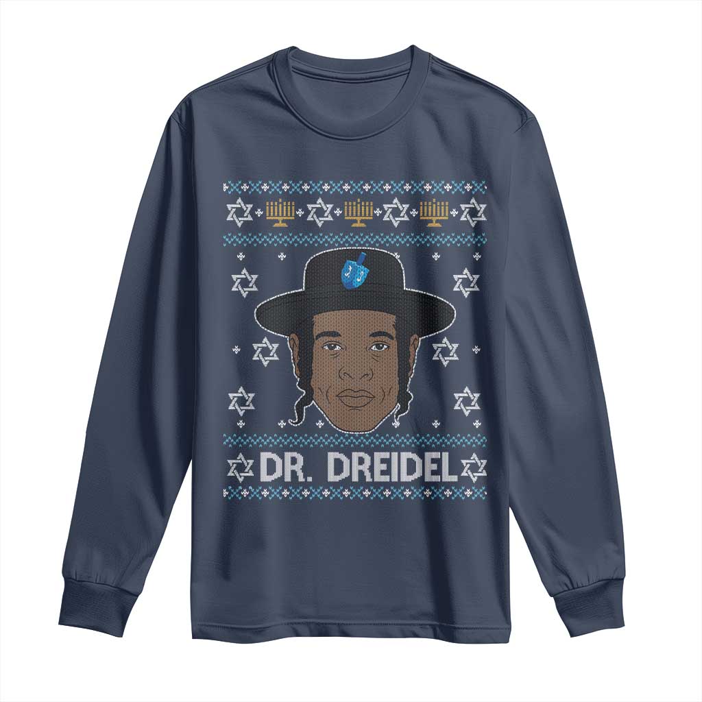 Funny Hanukkah Dreidel Long Sleeve Shirt Dr Dreidel Chanukah Rapper DJ - Wonder Print Shop