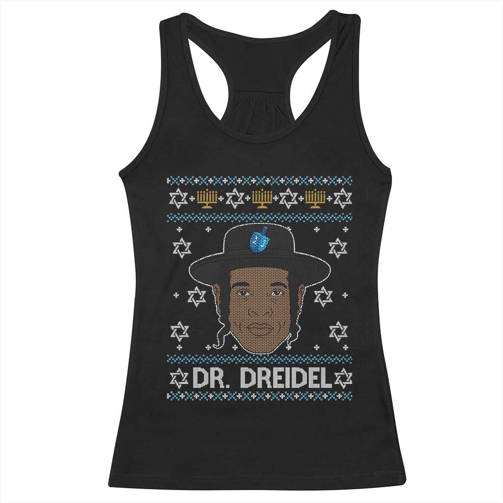 Funny Hanukkah Dreidel Racerback Tank Top Dr Dreidel Chanukah Rapper DJ - Wonder Print Shop