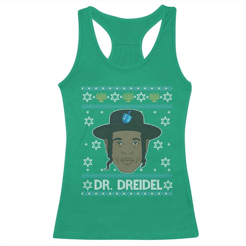 Funny Hanukkah Dreidel Racerback Tank Top Dr Dreidel Chanukah Rapper DJ - Wonder Print Shop