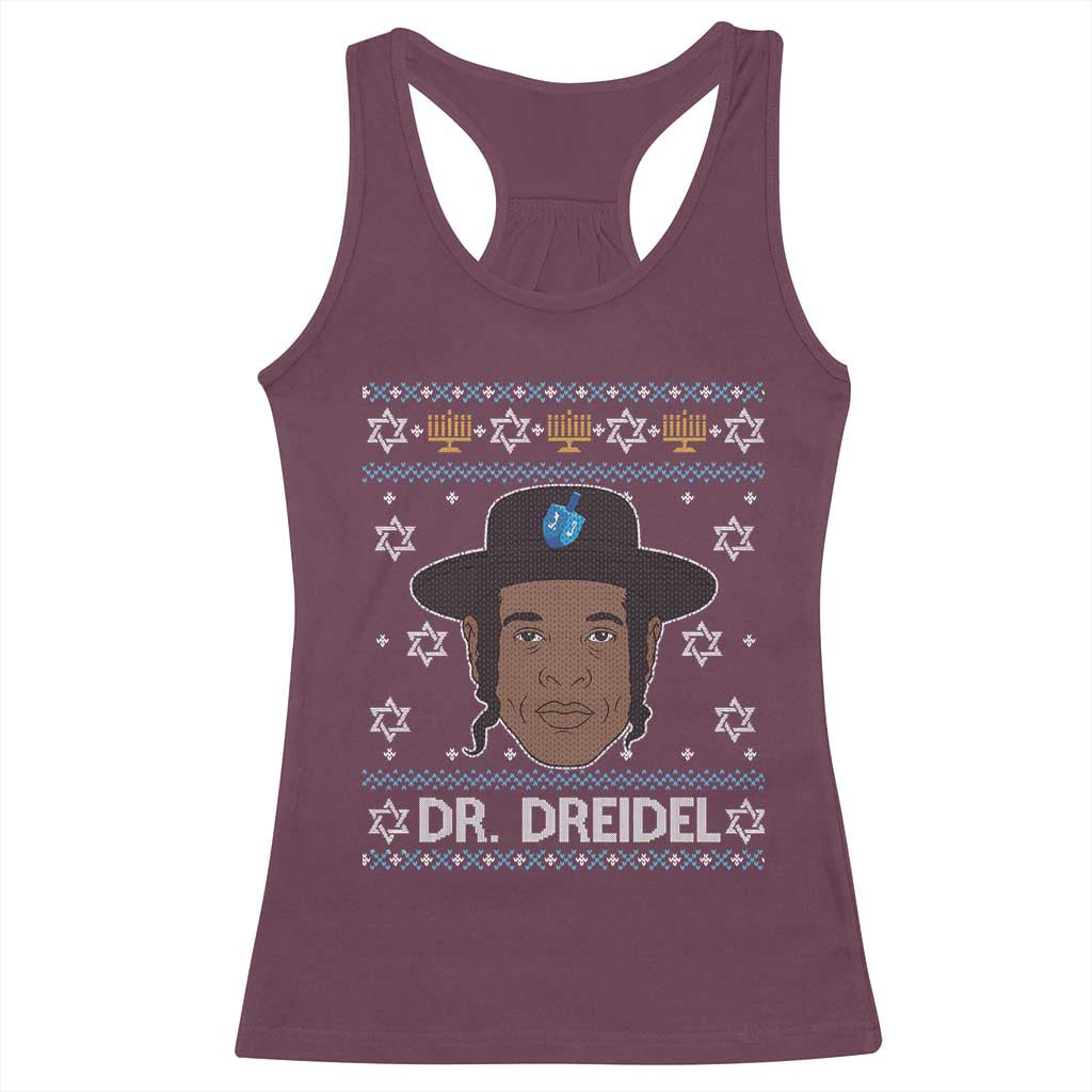 Funny Hanukkah Dreidel Racerback Tank Top Dr Dreidel Chanukah Rapper DJ - Wonder Print Shop