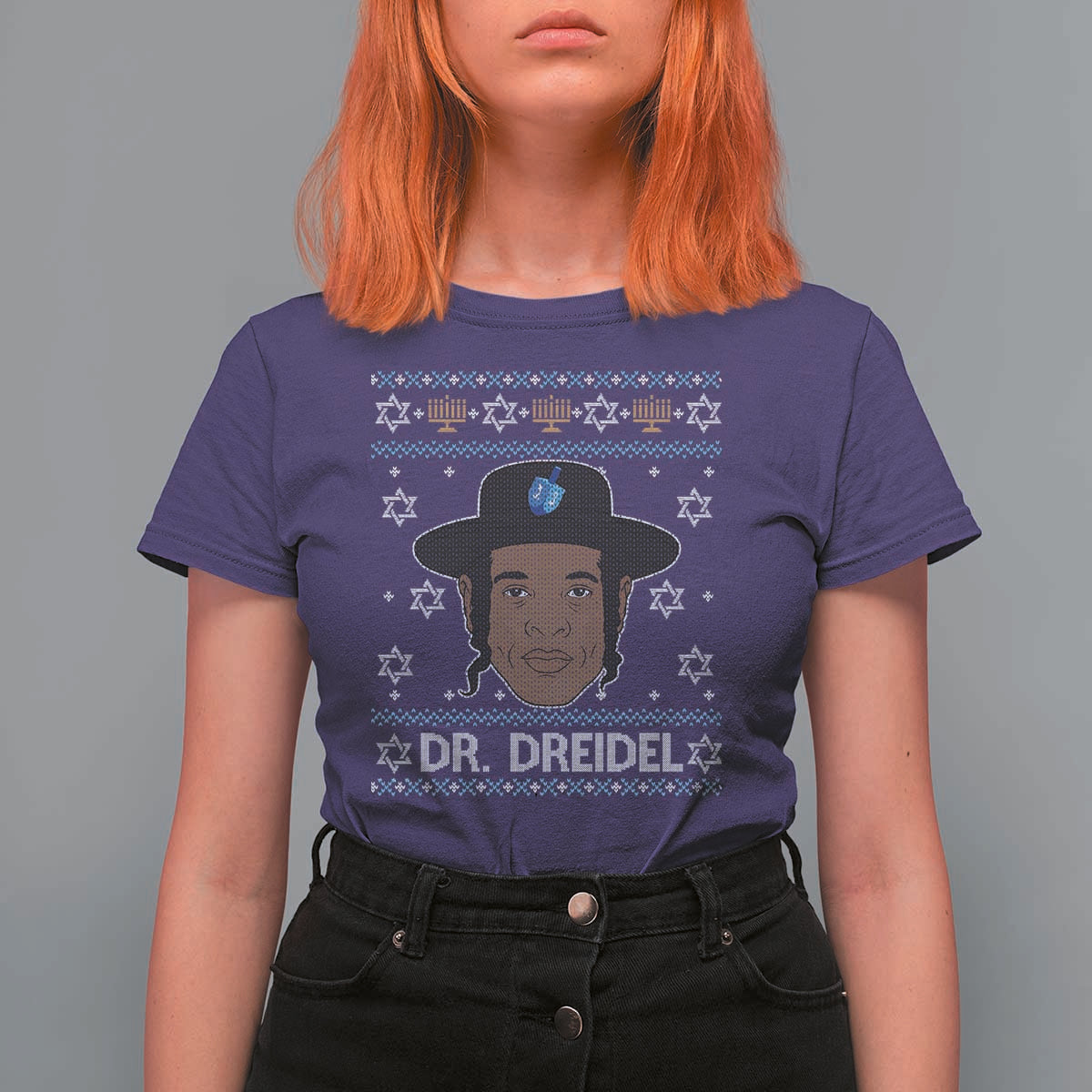 Funny Hanukkah Dreidel T Shirt For Women Dr Dreidel Chanukah Rapper DJ - Wonder Print Shop