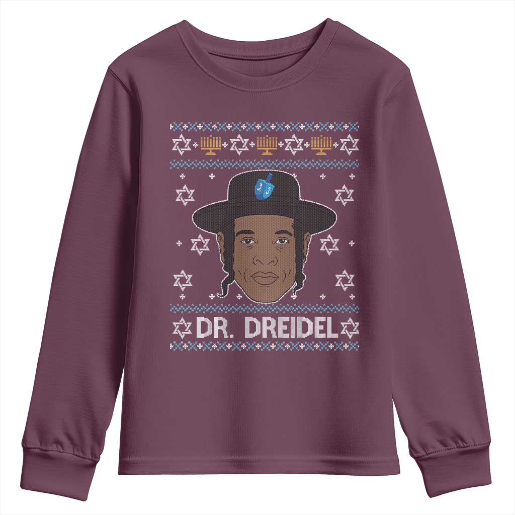 Funny Hanukkah Dreidel Youth Sweatshirt Dr Dreidel Chanukah Rapper DJ - Wonder Print Shop