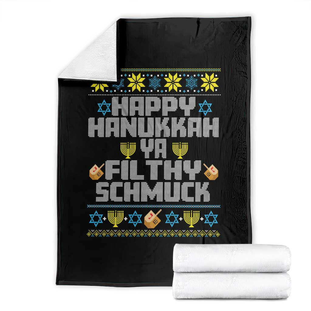 Happy Hanukkah Ya Fithy Schmuck Throw Blanket Funny Hanukkah Christmas Movie - Wonder Print Shop