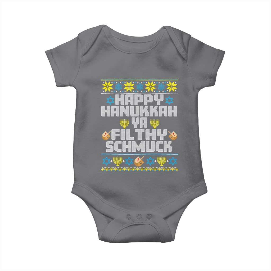 Happy Hanukkah Ya Fithy Schmuck Baby Onesie Funny Hanukkah Christmas Movie - Wonder Print Shop