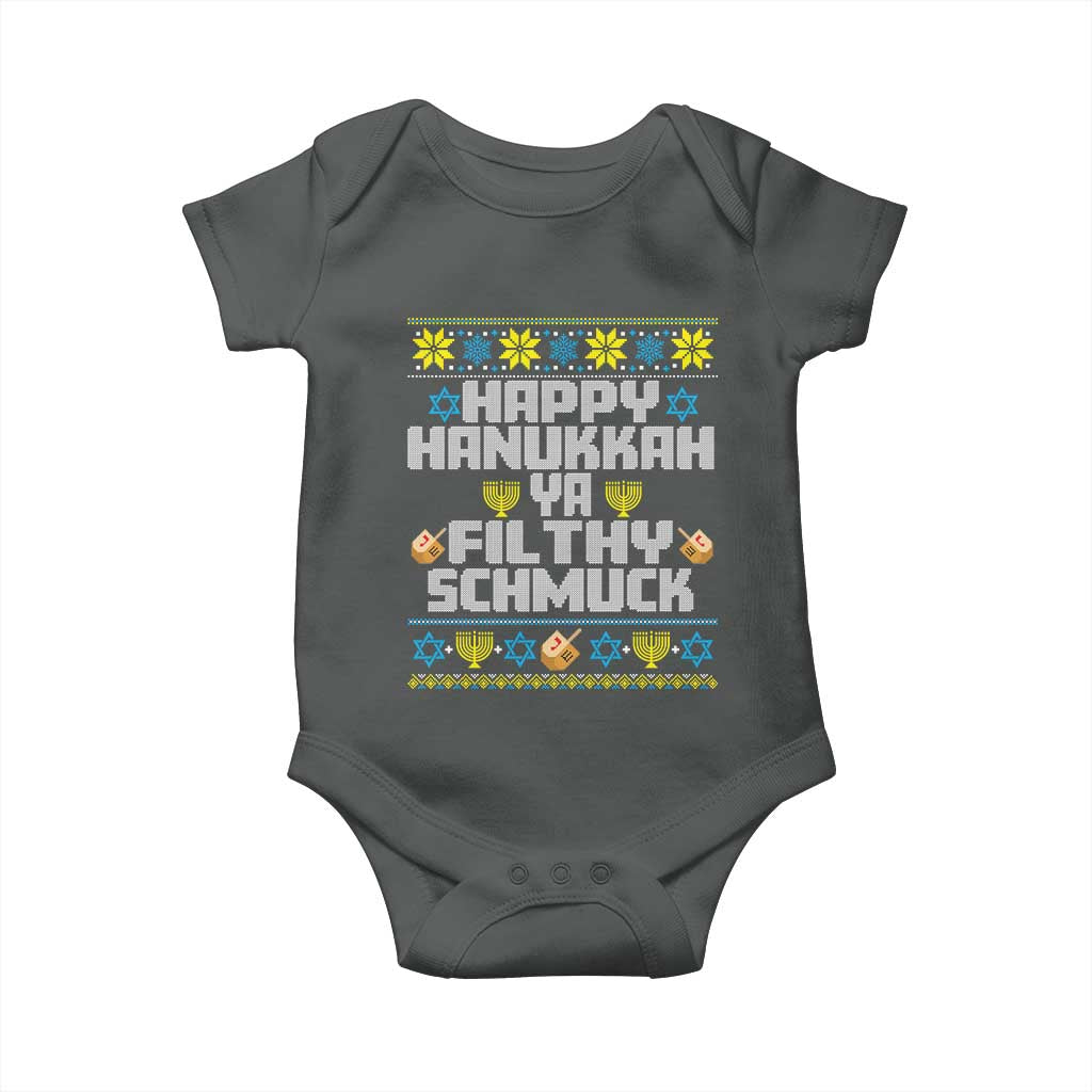 Happy Hanukkah Ya Fithy Schmuck Baby Onesie Funny Hanukkah Christmas Movie - Wonder Print Shop