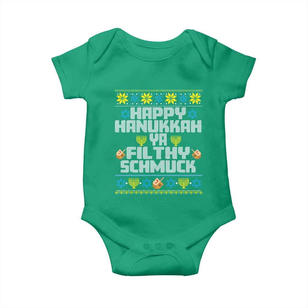 Happy Hanukkah Ya Fithy Schmuck Baby Onesie Funny Hanukkah Christmas Movie - Wonder Print Shop