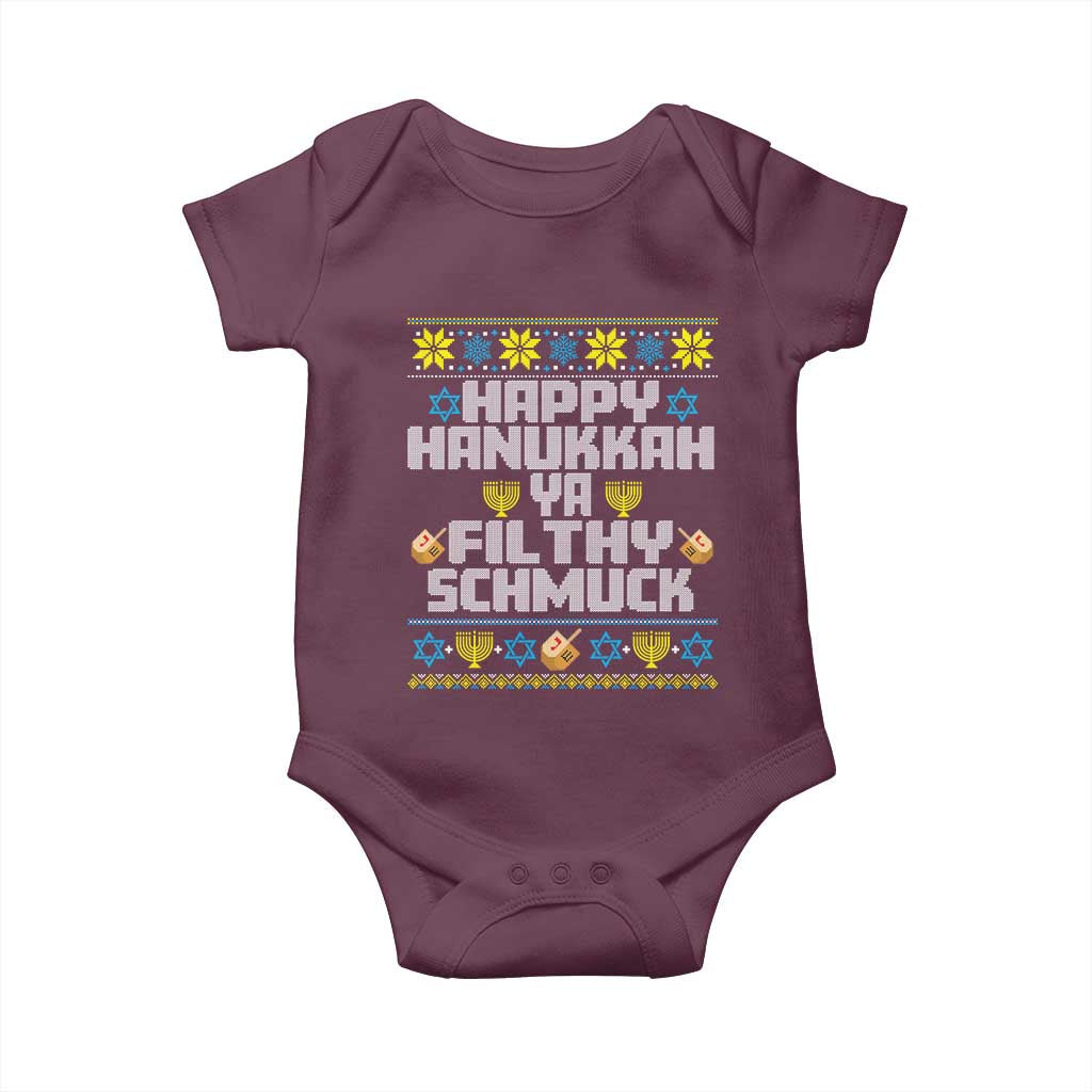 Happy Hanukkah Ya Fithy Schmuck Baby Onesie Funny Hanukkah Christmas Movie - Wonder Print Shop