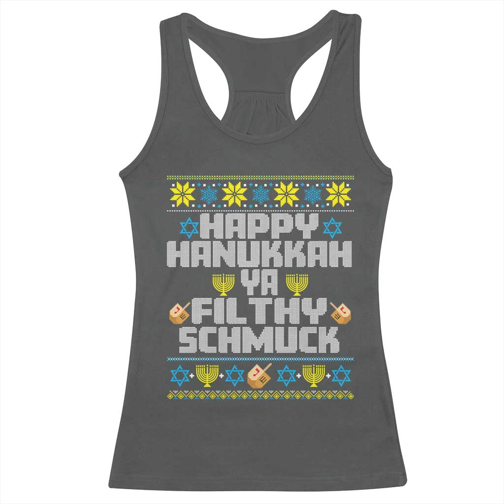 Happy Hanukkah Ya Fithy Schmuck Racerback Tank Top Funny Hanukkah Christmas Movie - Wonder Print Shop