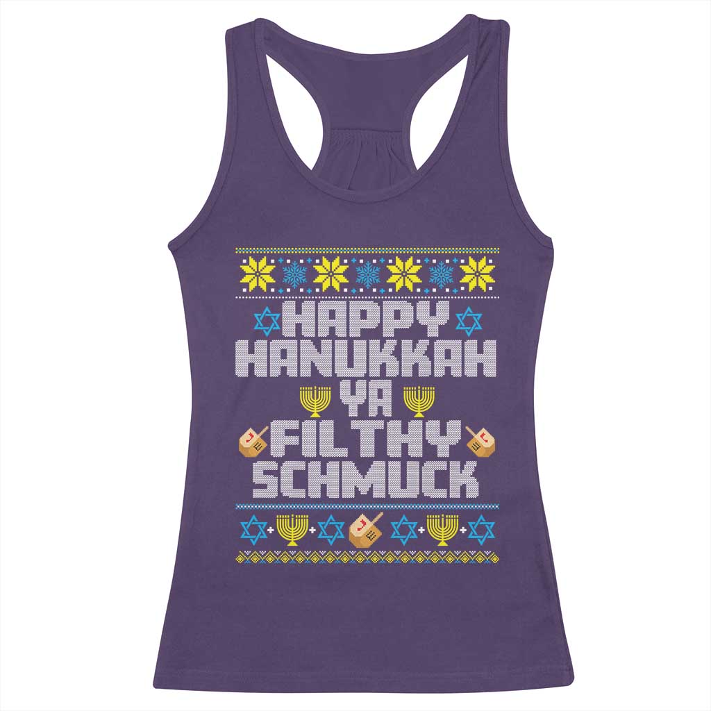 Happy Hanukkah Ya Fithy Schmuck Racerback Tank Top Funny Hanukkah Christmas Movie - Wonder Print Shop