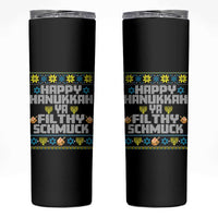Happy Hanukkah Ya Fithy Schmuck Skinny Tumbler Funny Hanukkah Christmas Movie - Wonder Print Shop