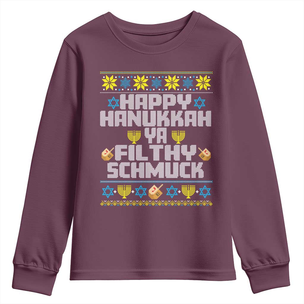 Happy Hanukkah Ya Fithy Schmuck Youth Sweatshirt Funny Hanukkah Christmas Movie - Wonder Print Shop