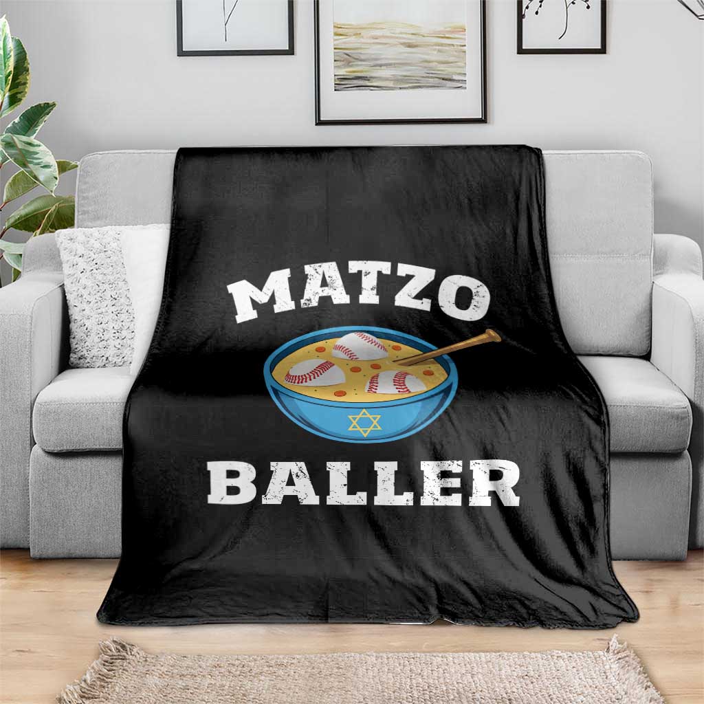 Funny Hanukkah Baseball Throw Blanket Matzo Baller Matzah Ball Jewish Chanukah Sports Lover - Wonder Print Shop