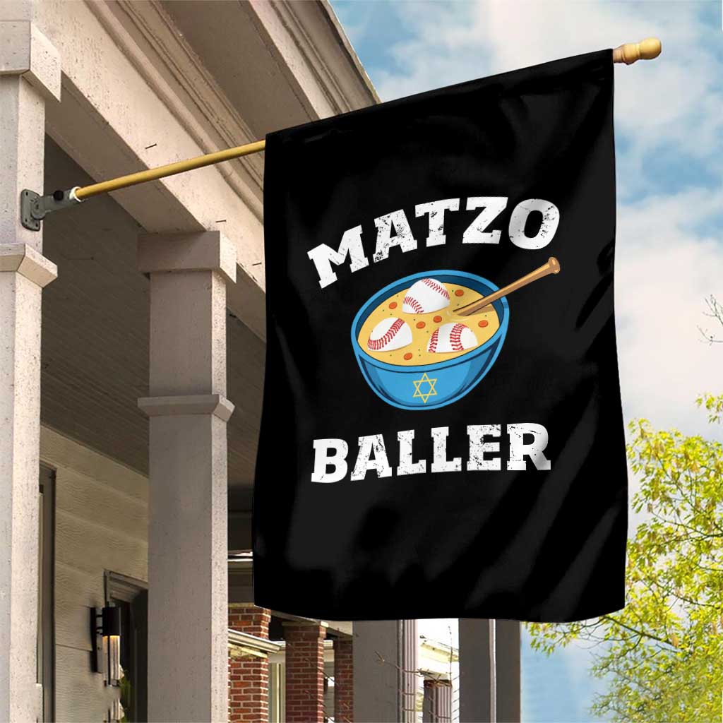 Funny Hanukkah Baseball Garden Flag Matzo Baller Matzah Ball Jewish Chanukah Sports Lover - Wonder Print Shop
