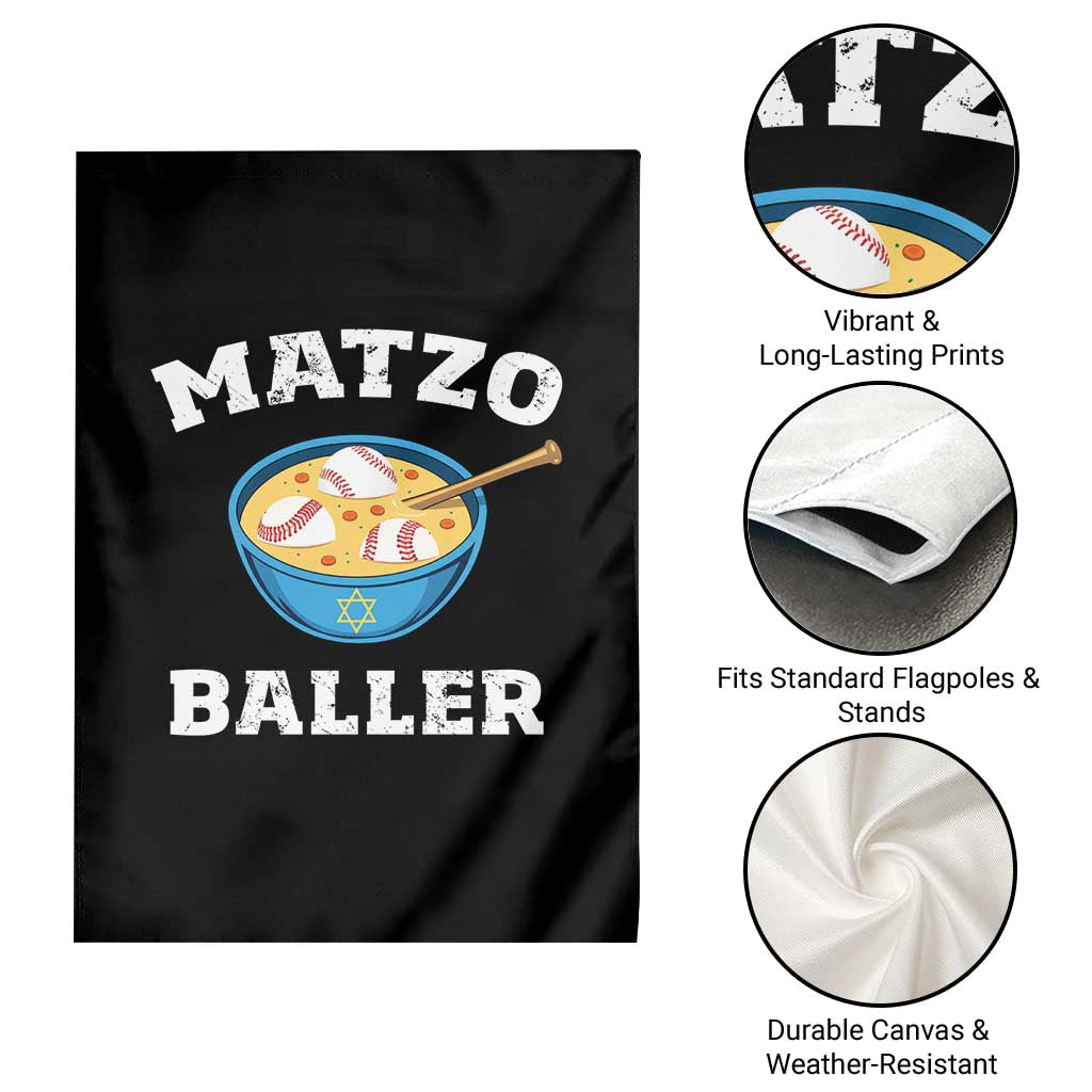 Funny Hanukkah Baseball Garden Flag Matzo Baller Matzah Ball Jewish Chanukah Sports Lover - Wonder Print Shop