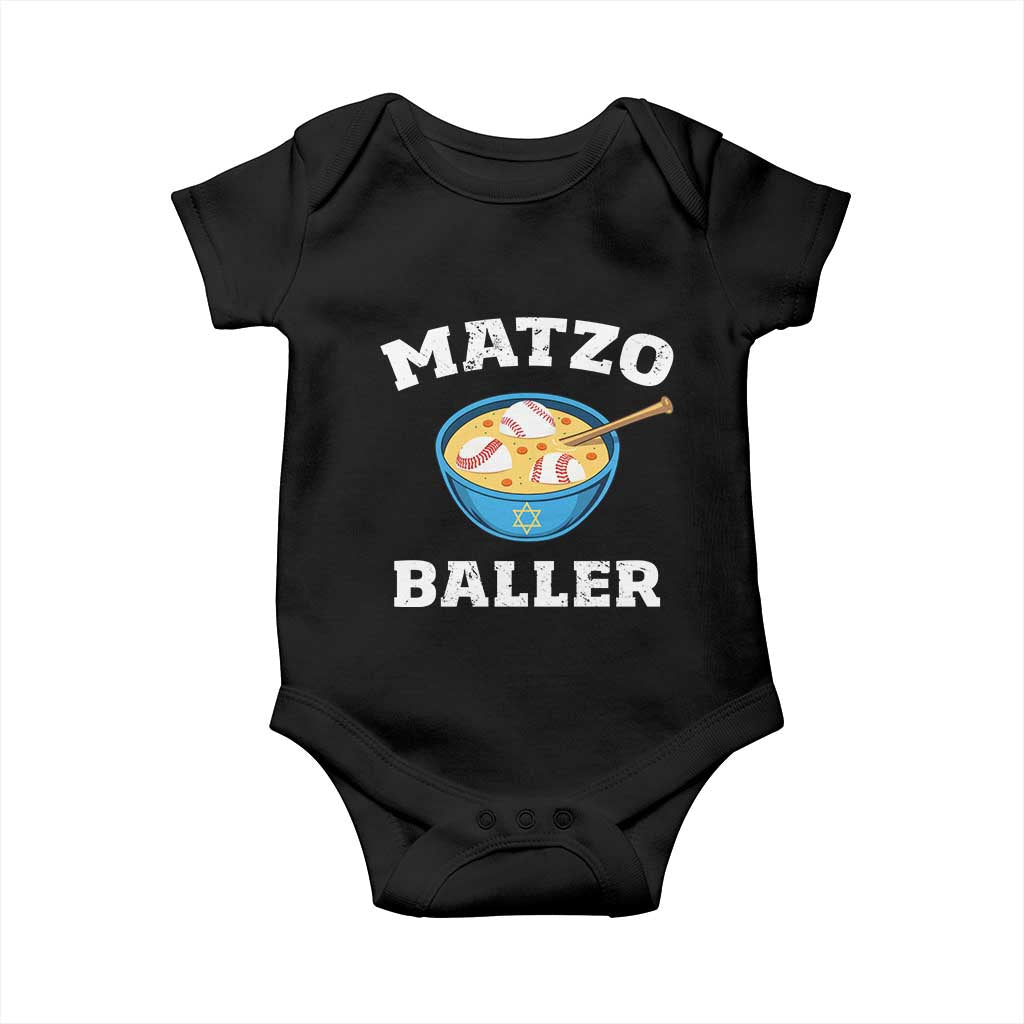 Funny Hanukkah Baseball Baby Onesie Matzo Baller Matzah Ball Jewish Chanukah Sports Lover - Wonder Print Shop