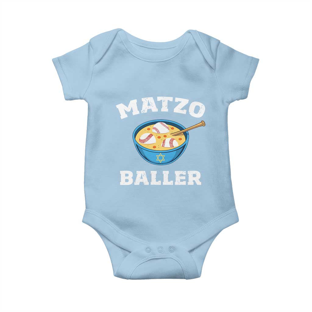 Funny Hanukkah Baseball Baby Onesie Matzo Baller Matzah Ball Jewish Chanukah Sports Lover - Wonder Print Shop