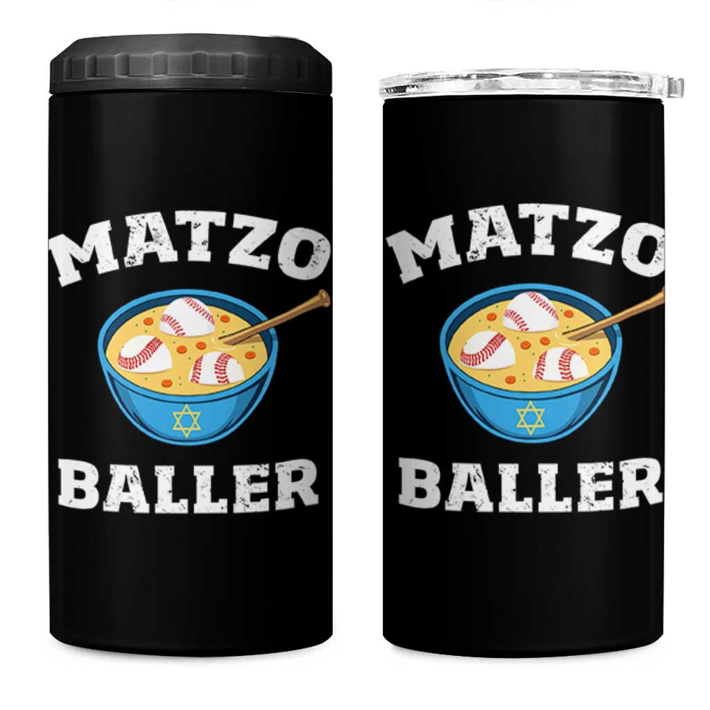 Funny Hanukkah Baseball 4 in 1 Can Cooler Tumbler Matzo Baller Matzah Ball Jewish Chanukah Sports Lover - Wonder Print Shop