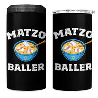 Funny Hanukkah Baseball 4 in 1 Can Cooler Tumbler Matzo Baller Matzah Ball Jewish Chanukah Sports Lover - Wonder Print Shop