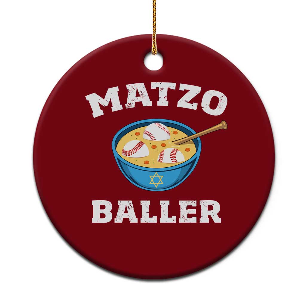 Funny Hanukkah Baseball Ceramic Ornament Matzo Baller Matzah Ball Jewish Chanukah Sports Lover - Wonder Print Shop