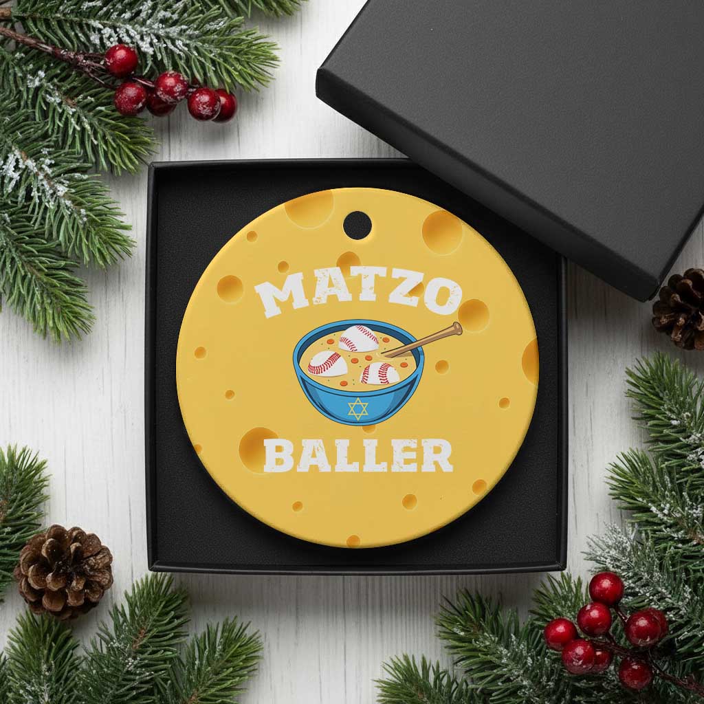Funny Hanukkah Baseball Ceramic Ornament Matzo Baller Matzah Ball Jewish Chanukah Sports Lover - Wonder Print Shop