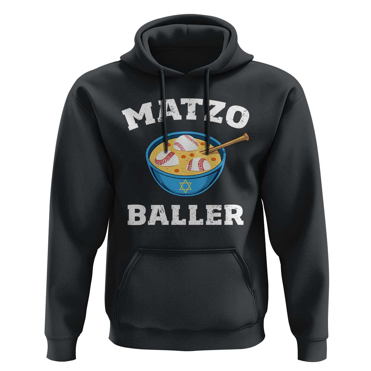 Funny Hanukkah Baseball Hoodie Matzo Baller Matzah Ball Jewish Chanukah Sports Lover - Wonder Print Shop