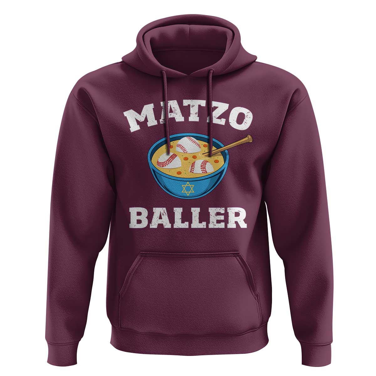 Funny Hanukkah Baseball Hoodie Matzo Baller Matzah Ball Jewish Chanukah Sports Lover - Wonder Print Shop