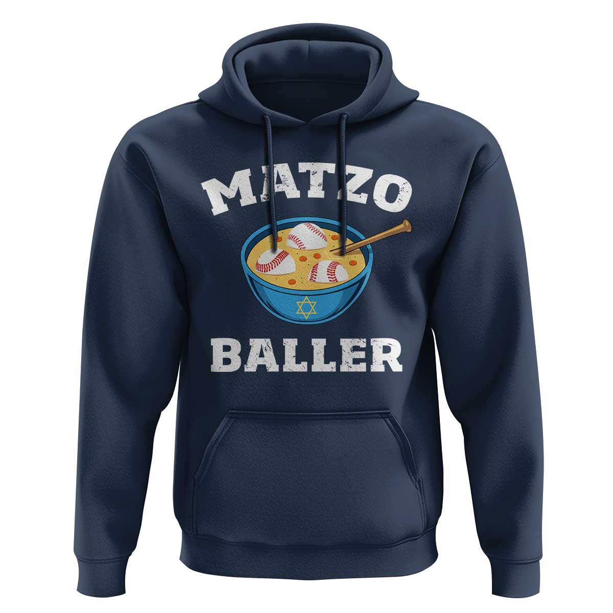 Funny Hanukkah Baseball Hoodie Matzo Baller Matzah Ball Jewish Chanukah Sports Lover - Wonder Print Shop
