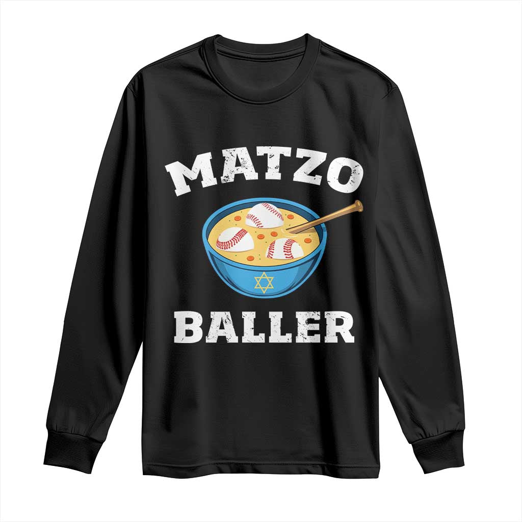 Funny Hanukkah Baseball Long Sleeve Shirt Matzo Baller Matzah Ball Jewish Chanukah Sports Lover - Wonder Print Shop