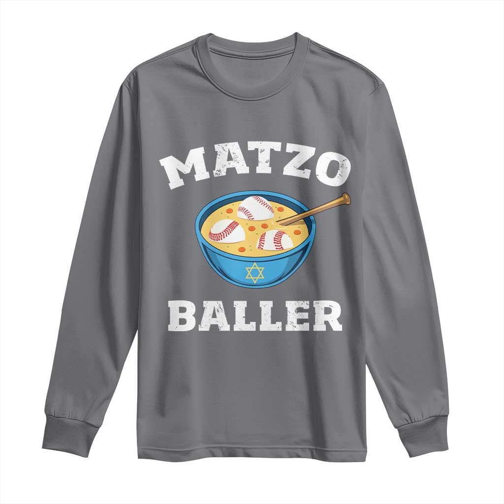Funny Hanukkah Baseball Long Sleeve Shirt Matzo Baller Matzah Ball Jewish Chanukah Sports Lover - Wonder Print Shop