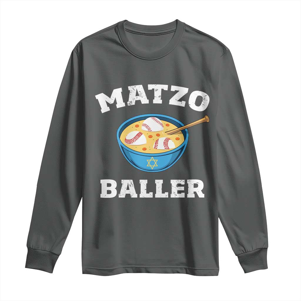 Funny Hanukkah Baseball Long Sleeve Shirt Matzo Baller Matzah Ball Jewish Chanukah Sports Lover - Wonder Print Shop
