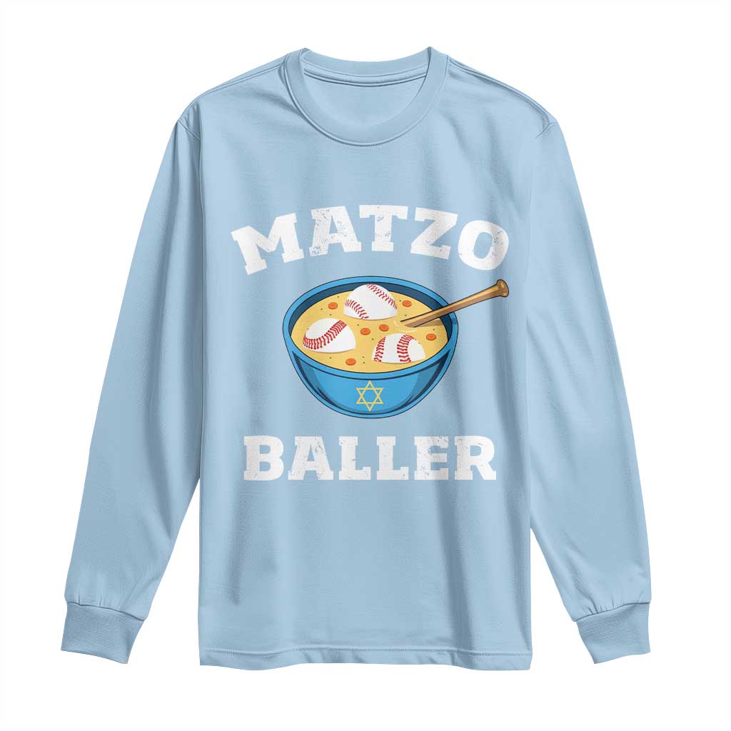 Funny Hanukkah Baseball Long Sleeve Shirt Matzo Baller Matzah Ball Jewish Chanukah Sports Lover - Wonder Print Shop