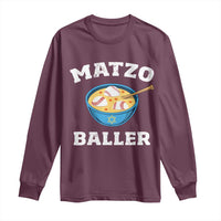 Funny Hanukkah Baseball Long Sleeve Shirt Matzo Baller Matzah Ball Jewish Chanukah Sports Lover - Wonder Print Shop