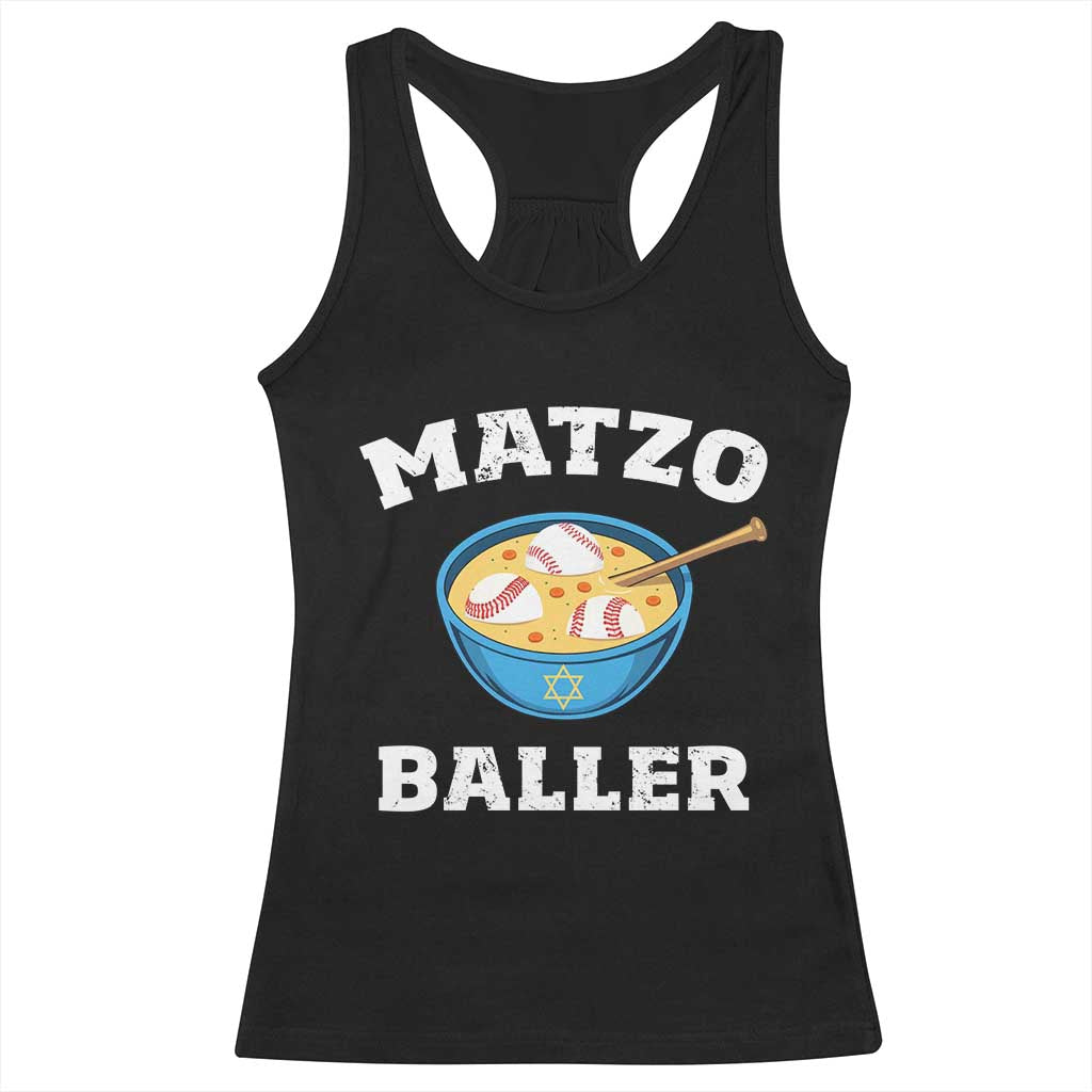 Funny Hanukkah Baseball Racerback Tank Top Matzo Baller Matzah Ball Jewish Chanukah Sports Lover - Wonder Print Shop