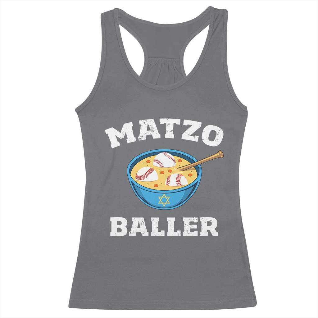Funny Hanukkah Baseball Racerback Tank Top Matzo Baller Matzah Ball Jewish Chanukah Sports Lover - Wonder Print Shop